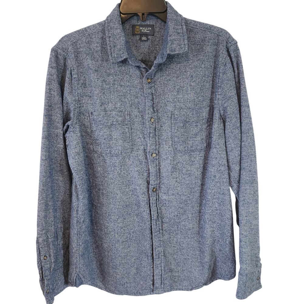 Wallin & Bros Blue Long Sleeves Button Up Slim Cut Men's Shirt Size L